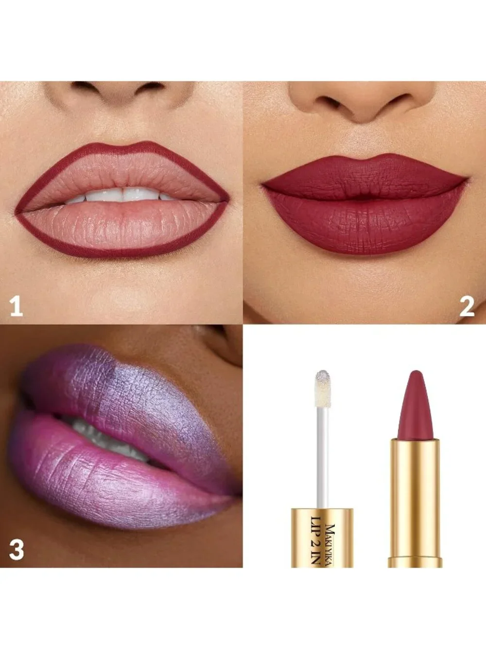 Women's LGA08 2-in-1 Long Lasting Ombre Lips Double-Ended Matte Liquid Lipstick